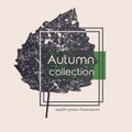 Seamless aged black autumn leaves print. Vector monochrome illustration on light background. Original floral pattern.